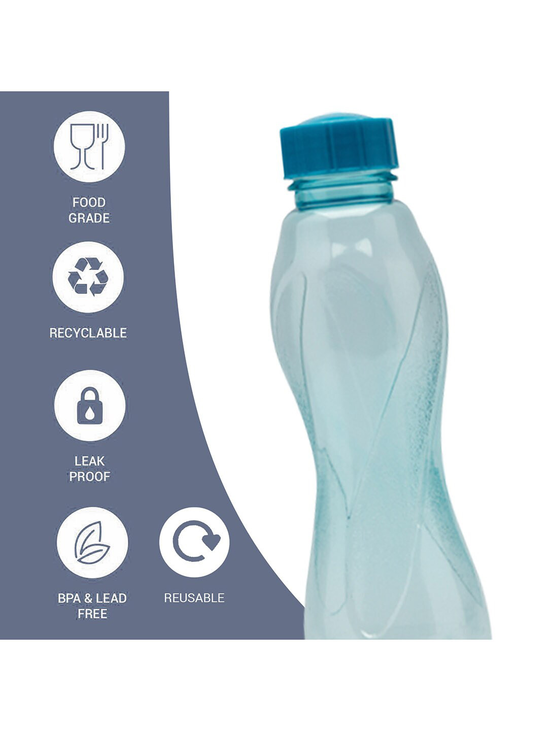 Milton Blue Solid Plastic Spill Proof 6 Piece Water Bottle - 1L - Image 6