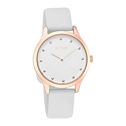 Titan Athleisure White Dial Analog Rubber Strap Watch for Women-NS95125WP01