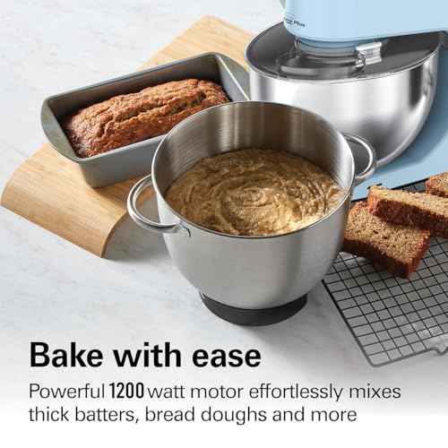 INALSA Stand Mixer 1200W|Pure Copper Motor|5.3L SS Bowl With Splash Guard|Metal Gears for Extra Durability|Accessories Included|Dishwasher Safe|Baking,Cake Mixer,Kneading-Kratos Plus (Blue) - Image 3