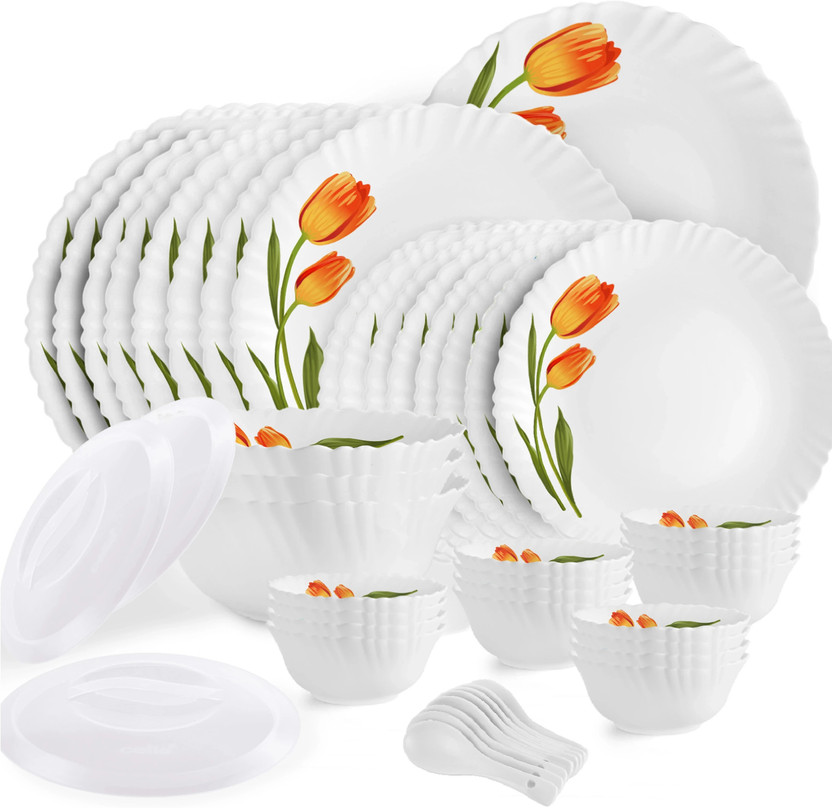 Cello Pack of 47 Opalware Dazzle Series Spring Tulip Crockery Set...more
