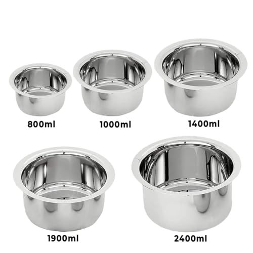 Kuber Industries Set of 5 Stainless Steel Tope Set (800ml, 1L, 1.4L, 1.9L and 2.4L) I Gas Stove and Induction Compatible I Triply Tope I Heavy Duty Gauge - Image 3