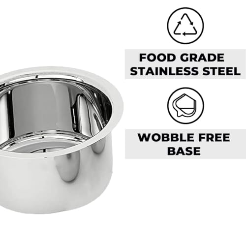 Kuber Industries Set of 5 Stainless Steel Tope Set (800ml, 1L, 1.4L, 1.9L and 2.4L) I Gas Stove and Induction Compatible I Triply Tope I Heavy Duty Gauge - Image 5