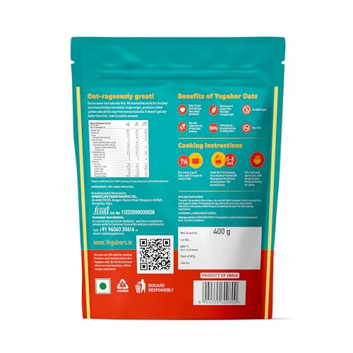 Yogabar 100% Rolled Plain Oats 400G | Premium Golden - Image 4