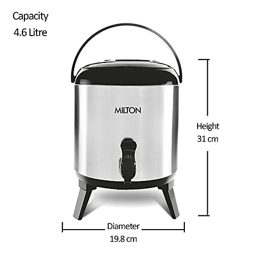 Milton Stellar 5 Thermosteel Water Jug, 4.6 litres, Silver | PU Insulated | Hot & Cold | Sturdy Base | Hygienic | Odour Free - Image 4