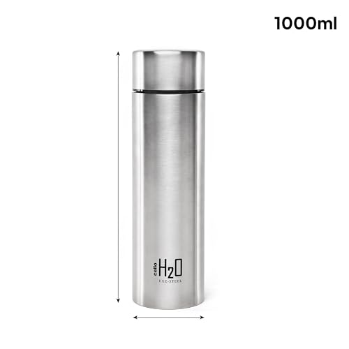 CELLO H2O Stainless Steel Water Bottle For Office & Daily Use 1000 ml, Silver | Single Wall Freezer & Fridge Safe, Lightweight & Stylish Leakproof Rustproof Steel Water Bottle For School, Gym & Travel - Image 3