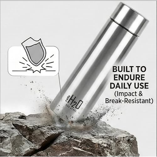CELLO H2O Stainless Steel Water Bottle For Office & Daily Use 1000 ml, Silver | Single Wall Freezer & Fridge Safe, Lightweight & Stylish Leakproof Rustproof Steel Water Bottle For School, Gym & Travel - Image 6
