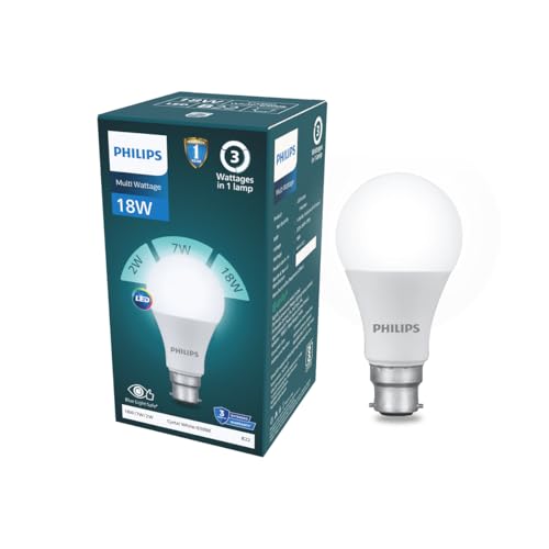 Philips 18W Dimmable LED Bulb | Cool White 6500K | B22 Base | Adjustable Brightness LED Light | Energy Efficient & Versatile Lighting | Pack of 1