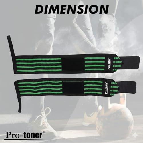 Pro-toner Multipurpose Wrist Support Strap, Adjustable Weightlifting Wrist Wrap for Gym Training (Black green) - Image 5