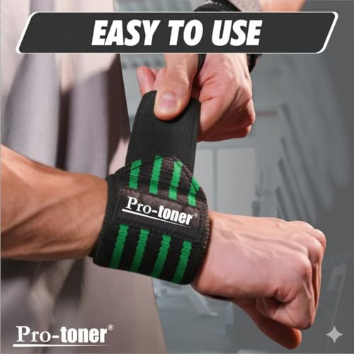 Pro-toner Multipurpose Wrist Support Strap, Adjustable Weightlifting Wrist Wrap for Gym Training (Black green) - Image 6