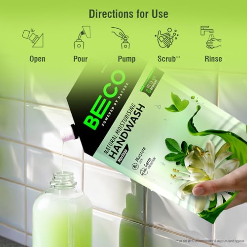 Beco Moisturising Liquid Handwash - Moringa Fragrance | Pack of 2 | 675 ml | 8-hr moisture lock | Natural, Paraben free, Chemical Free | Kills 99.99% germs, Safe for all Skin types - Image 5