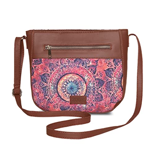 ZOUK Women's Handcrafted Pink Chakra Printed U Shaped Sling Bag