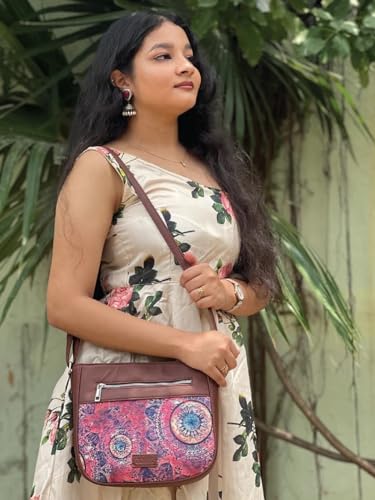 ZOUK Women's Handcrafted Pink Chakra Printed U Shaped Sling Bag - Image 2