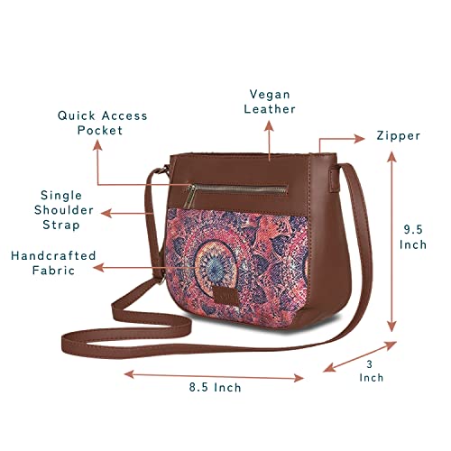 ZOUK Women's Handcrafted Pink Chakra Printed U Shaped Sling Bag - Image 3