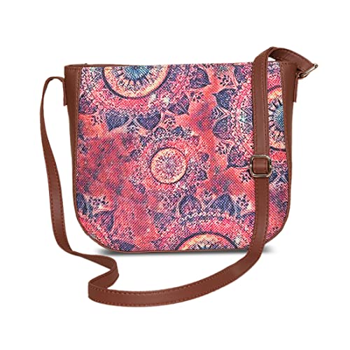 ZOUK Women's Handcrafted Pink Chakra Printed U Shaped Sling Bag - Image 4