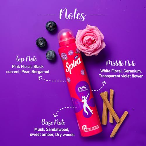 SPINZ Exotic Perfumed Deo For Women With Bulgarian Rose Fragrance For Long Lasting Freshness & 24 Hours Protection From Odour Causing Bacteria, 200ml - Image 5