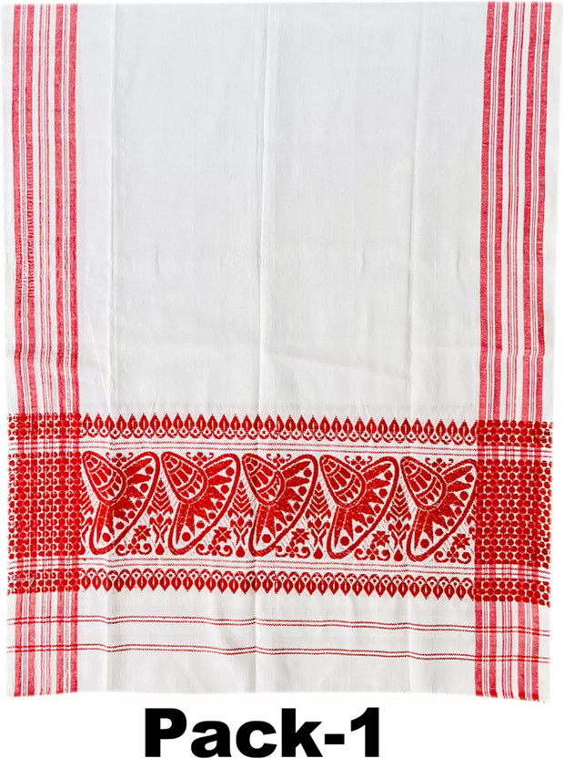 Namal Poly Cotton Embroidered Men, Women Shawl (Red, White)