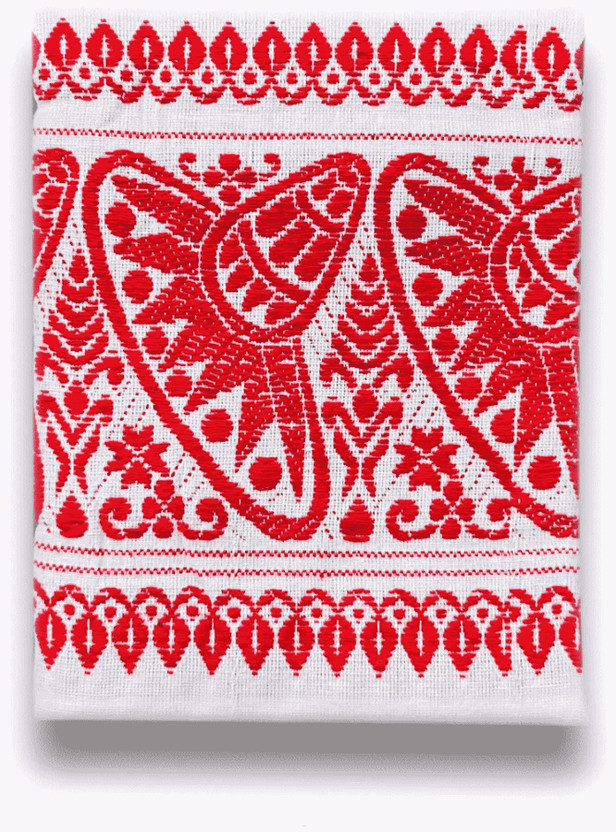 Namal Poly Cotton Embroidered Men, Women Shawl (Red, White) - Image 4