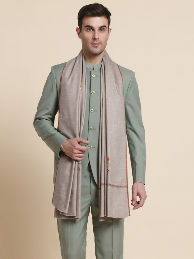 Namal Poly Cotton Embroidered Men, Women Shawl (Red, White) - Image 5