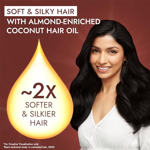 Parachute Advansed Almond enriched Coconut Hair Oil with Vitamin E 300ml|Nourishes & Softens Hair | Helps Control Hair Fall| Helps Promotes Hair Growth | Up to 2x Softer Hair|Non-Sticky Formula| Dermatologically-Tested Hair Oil | For Men & Women - Image 3