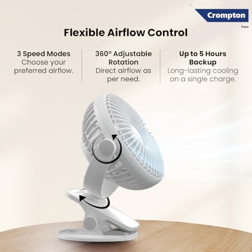 Crompton Siro Rechargeable Clip Fan