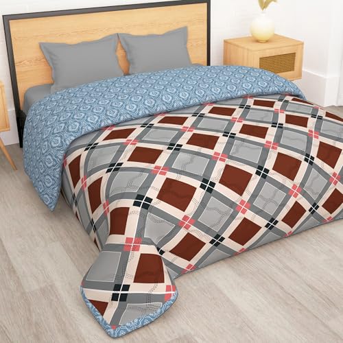 Story@HomeDouble Bed Comforter 180 GSM (220x250 CM) | Reversible Comforter Set Double Bed | AC Comforter Double Bed Cotton | All Season Comforter Double Bed Set | Quilt Blanket - Beige & Grey - Image 2