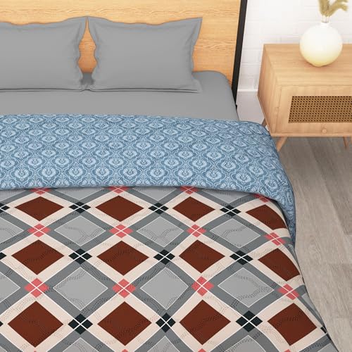 Story@HomeDouble Bed Comforter 180 GSM (220x250 CM) | Reversible Comforter Set Double Bed | AC Comforter Double Bed Cotton | All Season Comforter Double Bed Set | Quilt Blanket - Beige & Grey - Image 4