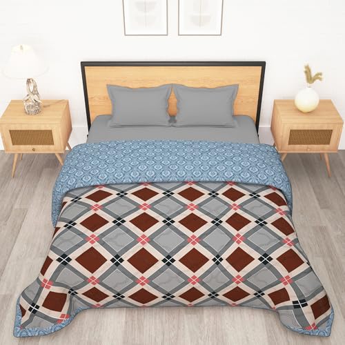 Story@HomeDouble Bed Comforter 180 GSM (220x250 CM) | Reversible Comforter Set Double Bed | AC Comforter Double Bed Cotton | All Season Comforter Double Bed Set | Quilt Blanket - Beige & Grey - Image 5