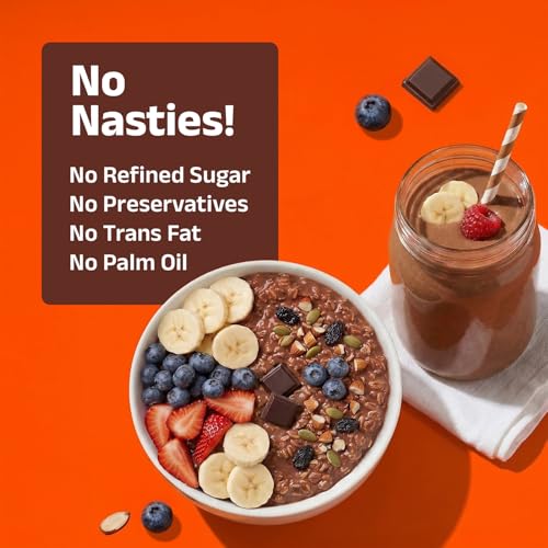 PINTOLA 26g High Protein Oats 1kg, Dark Chocolate, No Refined Sugar, with Almonds, Raisins, Pumpkin & Chia Seeds, 9.6g Fibre, Rolled Oats for Weight Loss, Breakfast Cereals | Gluten Free - Image 7