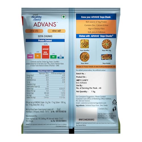 Emami Healthy & Tasty Advans SOYA Chunks 1 Kg - Family Pack - Image 2