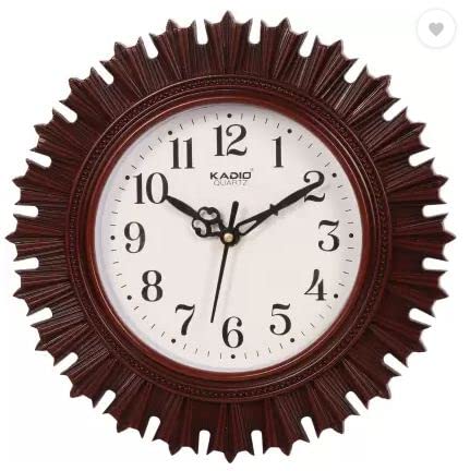 Kadio Analog 24.5 cm X 24.5 cm Wall Clock (Maroon, with Glass, Standard)