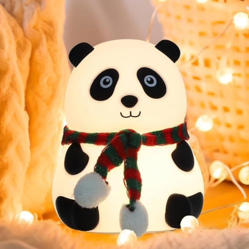 The Purple Tree Cute Panda Night Light for Kids- Rechargeable Silicone LED Lamp, 7-Color Changing, Perfect Room Decor & Gift for Toddler, Children, Women, Cute Diwali Gift, White