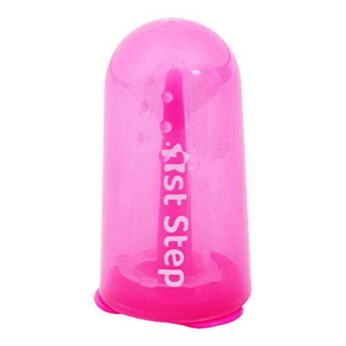 1st Step Silicone Finger Brush with Drying Rack (Pink) - Image 2