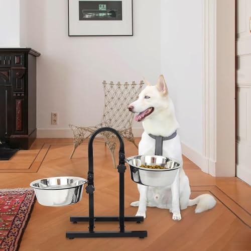 PremiumAV Earth-Friendly U Shape Stand Dog Bowl – Large Size Stainless Steel Pet Feeder Made with Rice Husk – Eco-Friendly Food and Water Bowl for Dogs and Pets – 1 Unit Bounded Fusion - Image 2