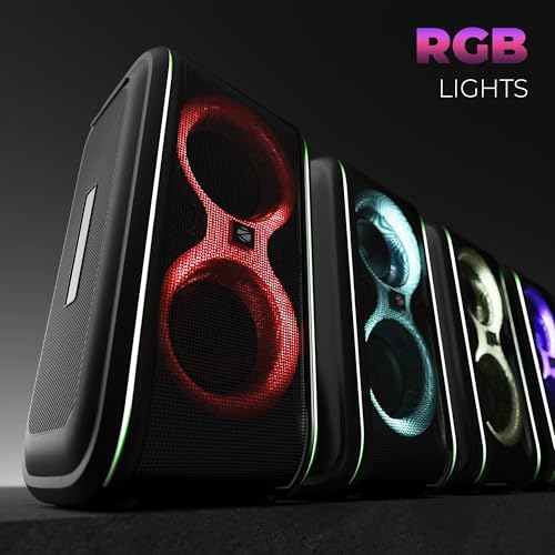 Zebronics Portable Bluetooth Speaker, 60W, Upto 5 Hours Playback, Dual 16.51cm Drivers, Karaoke, TWS, BT v5.4, USB, mSD, AUX, RGB, Wireless Mic with Display, Mobile Holder (Party Fyre 90) - Image 5