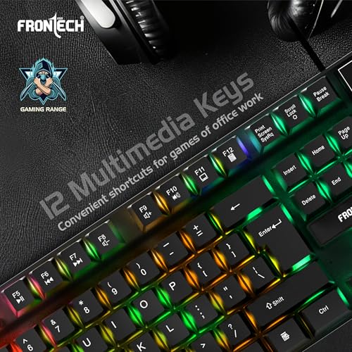 FRONTECH Wired Gaming Combo Keyboard and Optical Mouse with RGB Backlight Effects| 104 Membrane Keys | USB Plug & Play | Ergonomic & Comfortable Design (KB-0040, Black) - Image 4