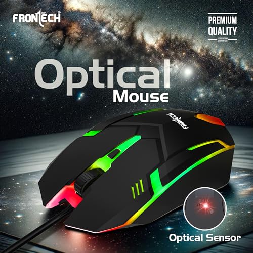 FRONTECH Wired Gaming Combo Keyboard and Optical Mouse with RGB Backlight Effects| 104 Membrane Keys | USB Plug & Play | Ergonomic & Comfortable Design (KB-0040, Black) - Image 7