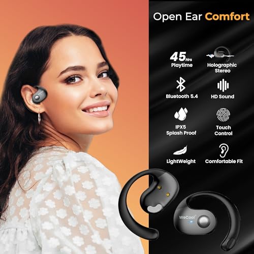 WeCool Moonwalk Mini Ows Bluetooth Open Ear Earphones Wireless with Call Noise Reduction,Ideal for Running,Cycling,and Gym,Long Playtime,Dustproof and Waterproof,C-Type Earphones for Android/iOS-Black - Image 4