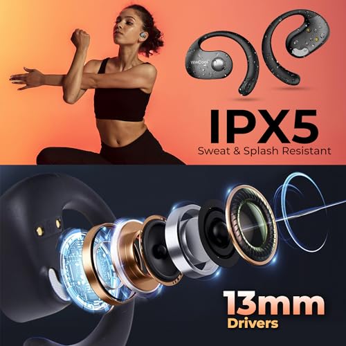 WeCool Moonwalk Mini Ows Bluetooth Open Ear Earphones Wireless with Call Noise Reduction,Ideal for Running,Cycling,and Gym,Long Playtime,Dustproof and Waterproof,C-Type Earphones for Android/iOS-Black - Image 5