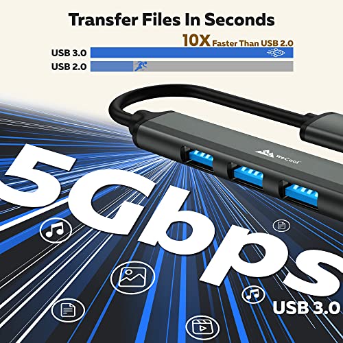 WeCool 4 Ports USB Hub (USB A to 4 USB-A Ports), 3 Ports USB 2.0 and 1 Port USB 3.0 for Super High Speed Data Transfer, USB hub 3.0 for pc, Laptop, HDD, Printer, Camera,Keyborad, Mouse - Image 3