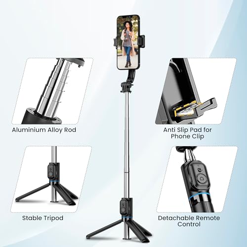 WeCool S2 Selfie Stick Tripod, 6sec Telescopic Pole with 42in/106cm extendable Selfie Stick, Detachable Mobile Holder with Wireless Remote for Photoshoot & Vlogging, Compatible with iPhone & Android - Image 6