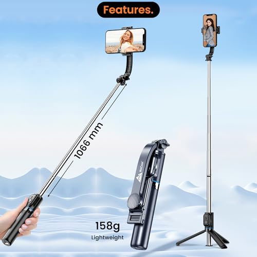 WeCool S2 Selfie Stick Tripod, 6sec Telescopic Pole with 42in/106cm extendable Selfie Stick, Detachable Mobile Holder with Wireless Remote for Photoshoot & Vlogging, Compatible with iPhone & Android - Image 7