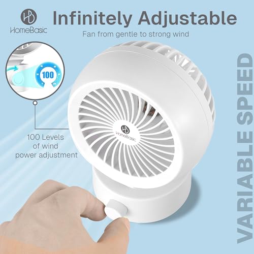 HOMEBASIC USB Desk Fan, Portable Mini Table Fan with Brushless Motor, Stepless Speed Control, Ultra Quiet, 3900 RPM, 5V Plug & Play, 1.4m USB Cable for Home Office Travel - Image 5