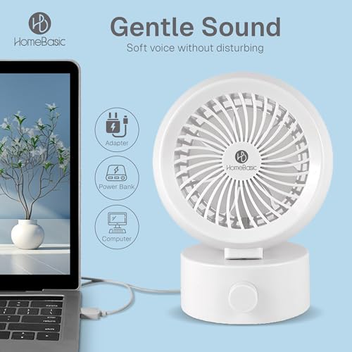 HOMEBASIC USB Desk Fan, Portable Mini Table Fan with Brushless Motor, Stepless Speed Control, Ultra Quiet, 3900 RPM, 5V Plug & Play, 1.4m USB Cable for Home Office Travel - Image 7