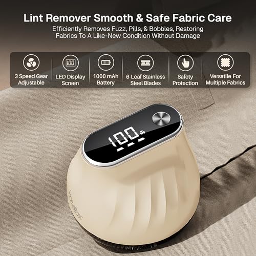 HOMEBASIC Electric Lint Remover for Clothes, Sweaters, Jackets, Blankets, Carpets, Curtains, Sofas & Woolen Furniture| Rechargeable Fabric Shaver, USB Cordless Portable Fuzz Burr Pill Bobble Remover - Image 3