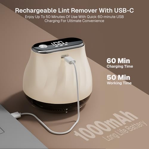 HOMEBASIC Electric Lint Remover for Clothes, Sweaters, Jackets, Blankets, Carpets, Curtains, Sofas & Woolen Furniture| Rechargeable Fabric Shaver, USB Cordless Portable Fuzz Burr Pill Bobble Remover - Image 4