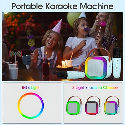 Kinoki Colorful Bluetooth 5.3 Speaker Karaoke Sound System Set with Portable Mic, Magic Ai Voice Changer - Multicolour, Retro, Playful Style for Kids' Home Singing & Parties - Image 6