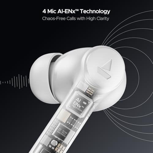 Boat Airdopes 300, Cinematic Spatial Audio, 50HRS Battery, 4Mic AI ENx, Fast Charge, App Support, Low Latency, IPX4, v5.3 Bluetooth TWS in Ear Earbuds Wireless Earphones with mic (Chrome White) - Image 5