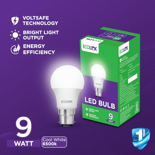 EcoLink 9-Watt Base B22 LED Bulb (Cool White,Pack of 2) - Image 4
