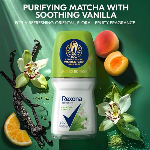 Rexona Matcha Tea & Vanilla Antiperspirant Roll-On | for Women |72H Odour Protection | Limited Edition Pack - ICC Women’s Cricket World Cup India 2025 |50 ML (Pack of 2) - Image 6