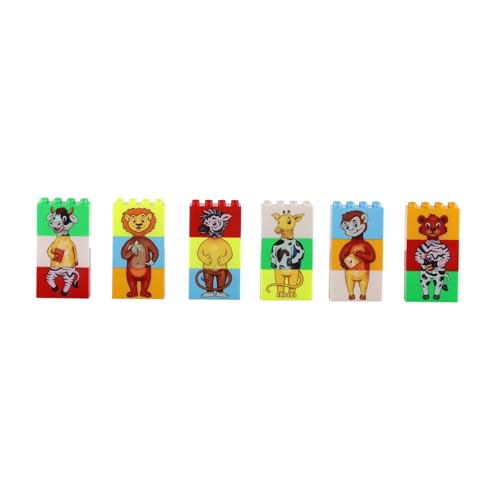 Negi Play Blocks Mix & Match Animals for Kids 6 Buildale Animals Block Puzzles Includes Zebra, Bear, Giraffe, Monkey, and Cow Development of Brain Thinking Ability for Kids 18Pcs Building Block.